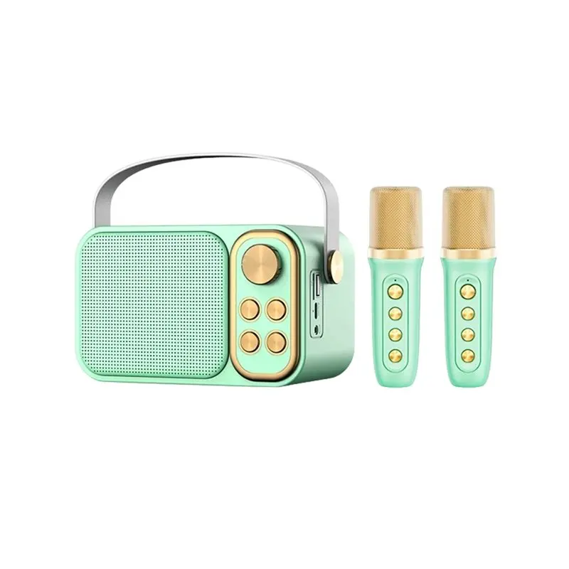 Home Family Singing Gift Portable Karaoke Machine Bluetooth Speaker System With 2 Wireless Microphones Children' S