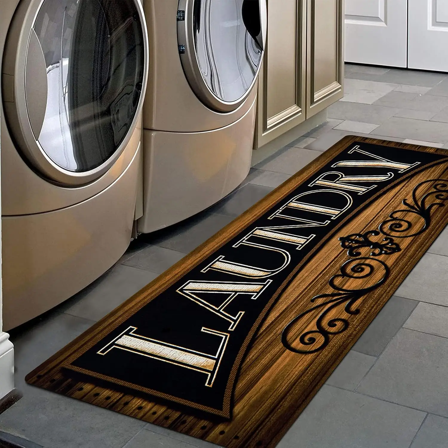 

Laundry Room Rug Runner 20"x60" Waterproof Rubber Laundry Mat Non Slip Kitchen Mats for Floor Washable Floor Mat Runner