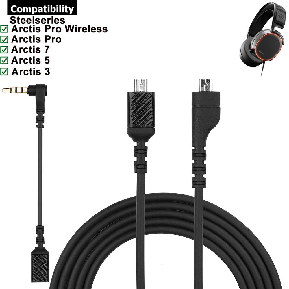 Wymienny kabel odłączany kabel GameDac podtrzymujący RGB do SteelSeries Arctis 3 5 7 Pro + Plus przewodowy słuchawki dla graczy bezprzewodowy