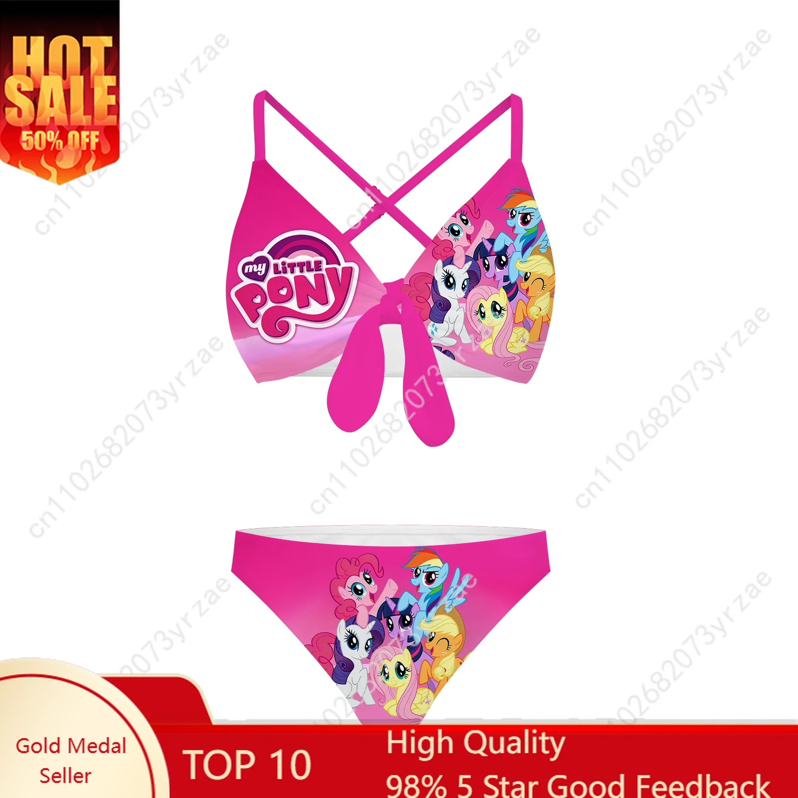 

My Little Pony Bathing Suits Cross Strap Suspenders Swimsuits Pool Party Swimwear Womens Fashion Bikini Custom Beachwear