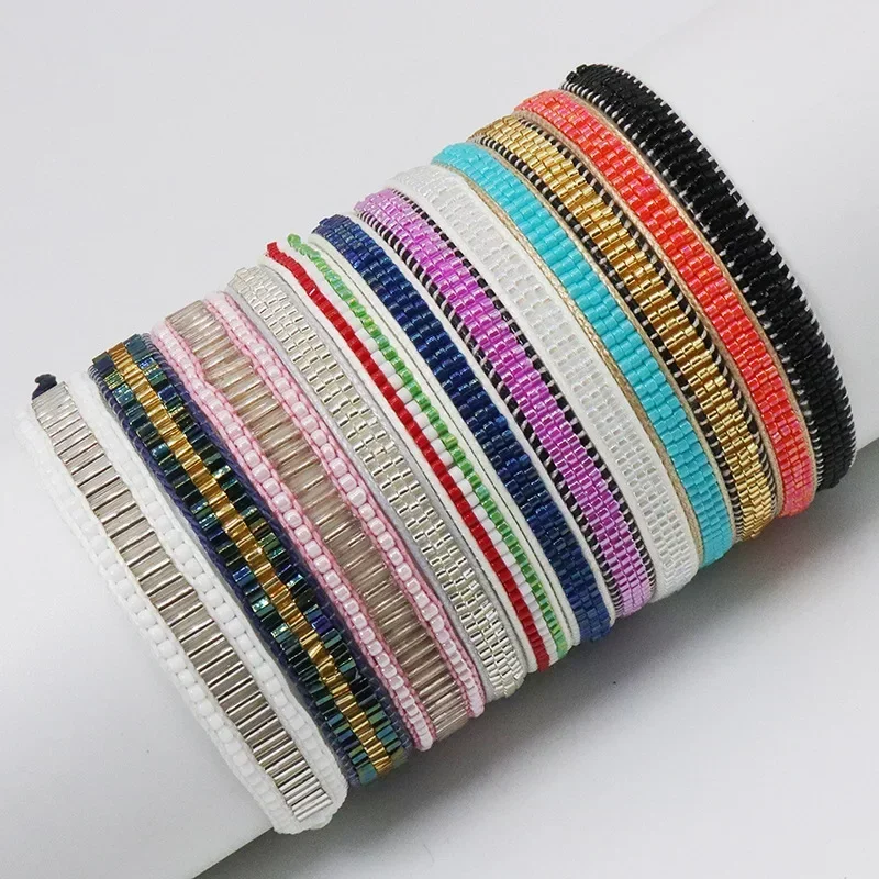 Beaded bracelet Originality Monochrome Multilayer Hand textile Bohemia Adjustable Female Tide Simple Rice bead bracelet