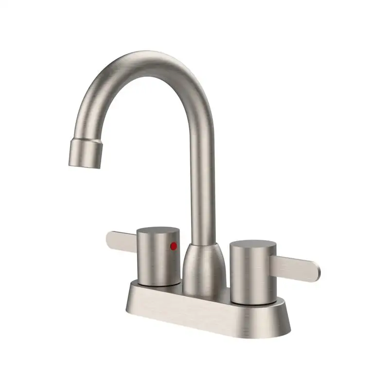 

2 Handle Bathroom Sink Faucet Brushed Nickel Centerset for 3 Hole Pop-up Drain & Hose Not Included RV Bathroom Faucet