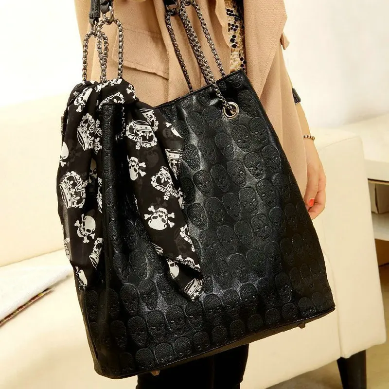 Skull Pattern Hot Sale Women Handbags Skeleton Messenger Shoulder Bags Women's Casual Tote Bag Soft Female Large Crossbody Bags