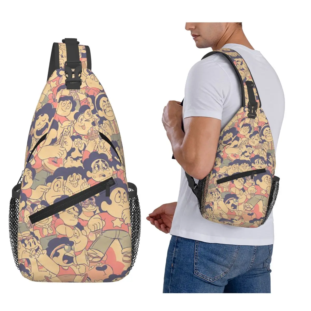 

Steven Universe Pattern Chest Bag Men Sling Crossbody Backpack Chest Bag Travel Hiking Daypack Shoulder Bag