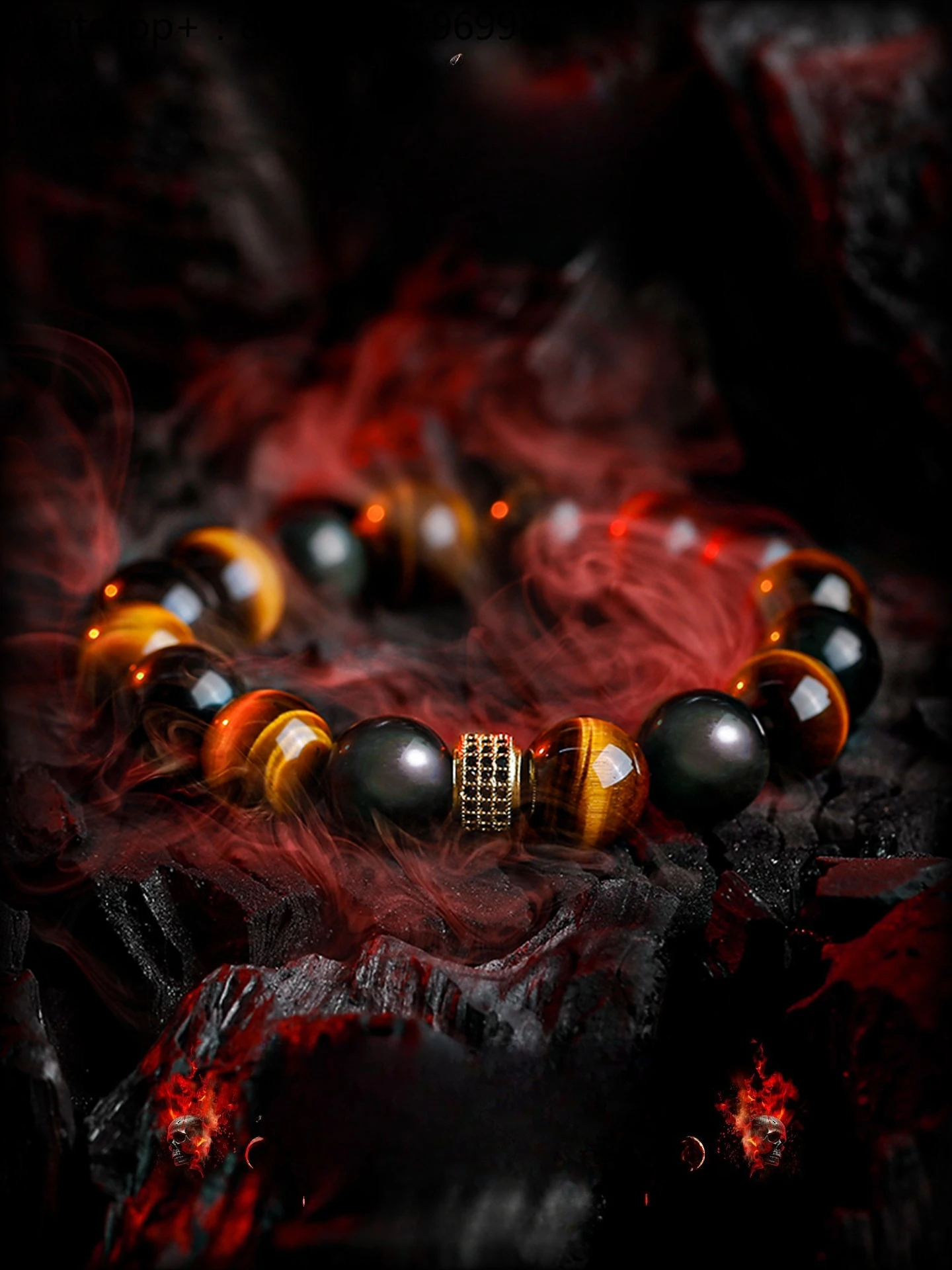 [Inverse Scale] Obsidian Bracelet Boys Niche High-end Tiger Eye Stone Bead Bracelet