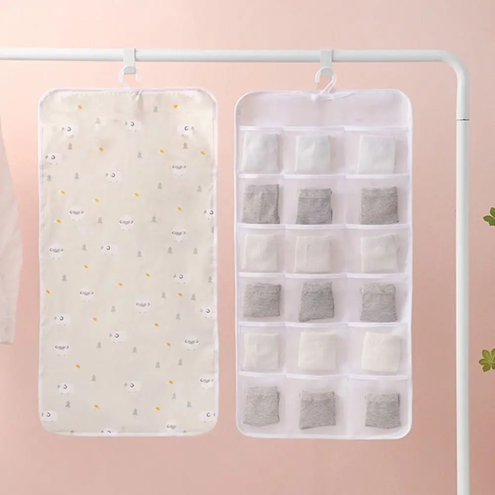 6/12/18 Grids Underwear Hanging Bag Wall-Mounted with Mesh Pockets Underpants Socks Organizer Foldable Underwear Storage Bag