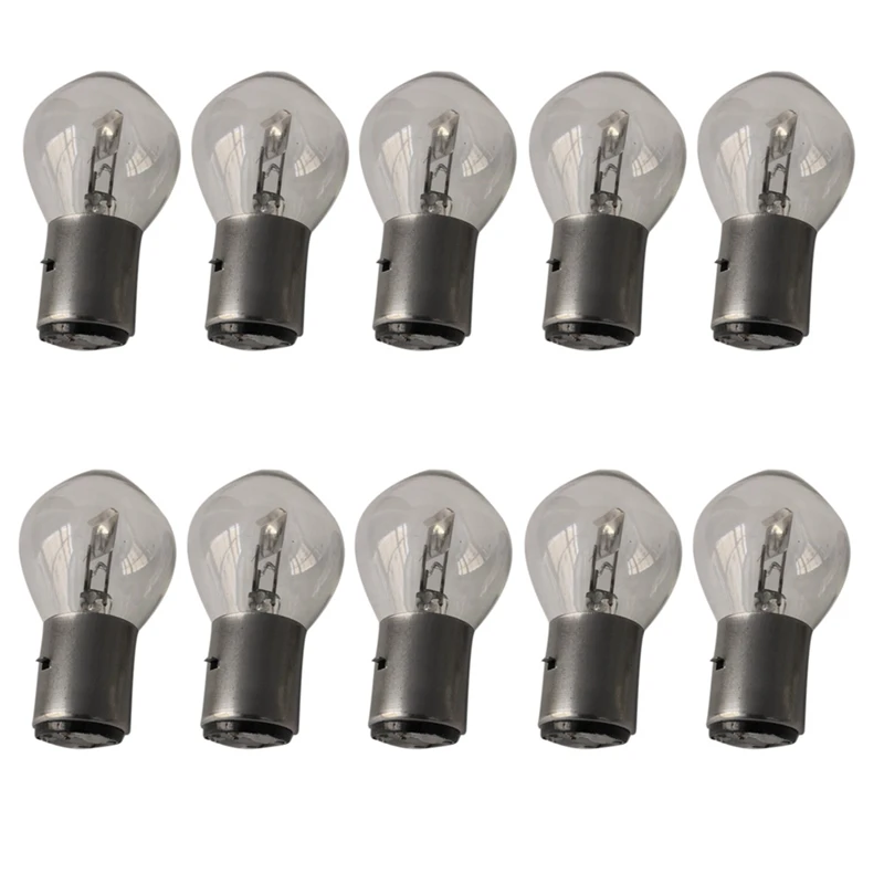 Motorcycle Lighting 10X Headlight Bulb 12V 35W B35 BA20D Glass Fit for GY6 ATV Moped Scooter