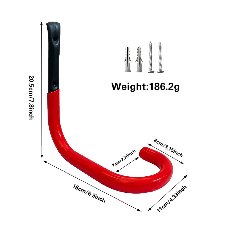 Sturdy Iron J Hook Wall Mounted Bike Rack for Garage Organization PVC Coated Finish 15kg Capacity 4 Pack with Screws