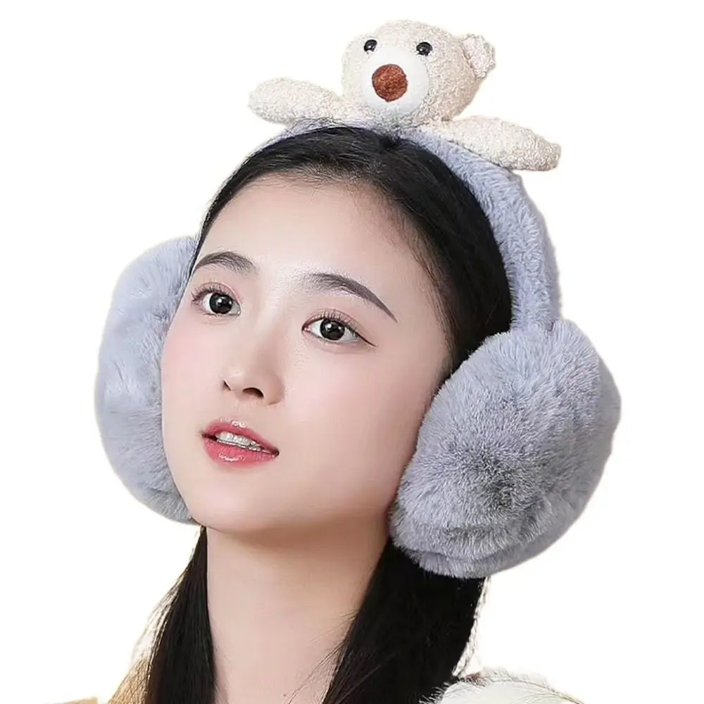 Winter Cute Plush Earmuffs Fluffy Warm Earflaps Adjustable Cosy Ear Warmer for Men Women