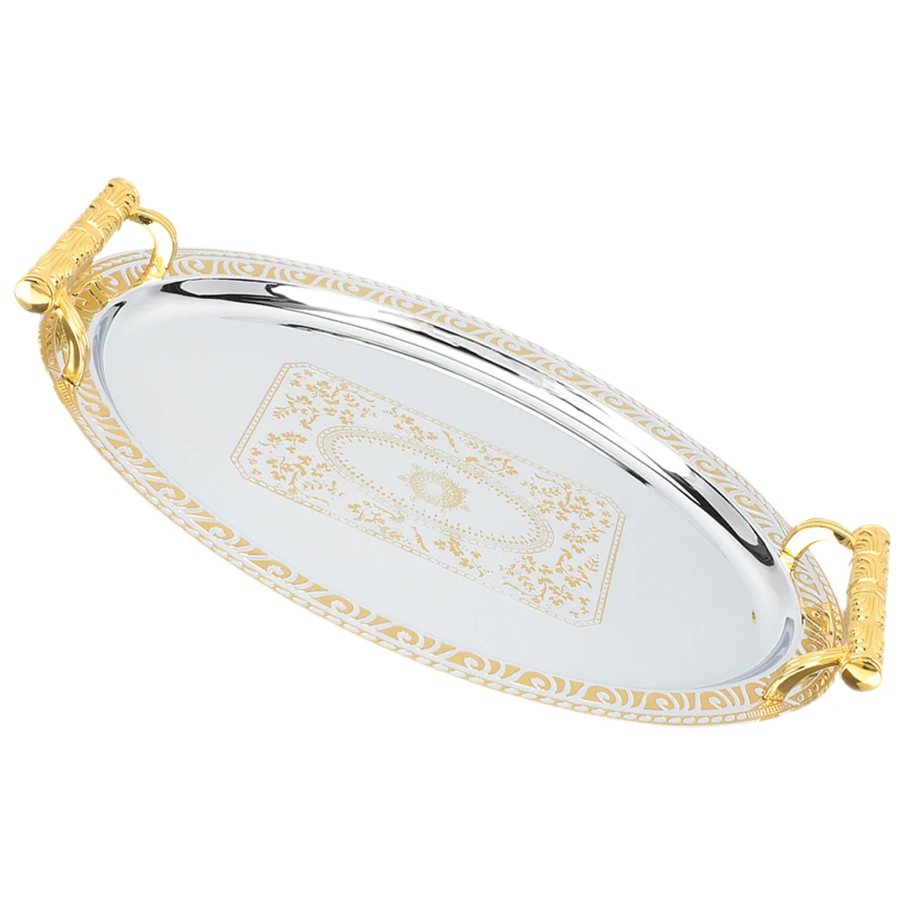 

Stainless Steel Tray for Serving Bread Dessert Fruit Restaurant Household Entertaining Serveware Coffee Table Platter Snack