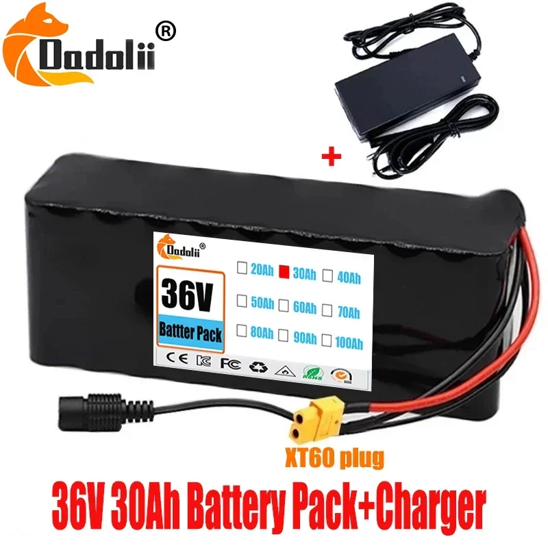 Paquete de batería de litio recargable, 36V, 30Ah, 18650, 10S3P, 1000W, bicicleta modificada, Scooter, vehículo eléctrico con BMS, nuevo