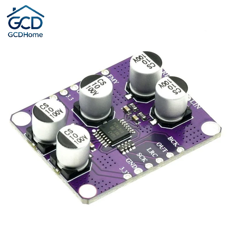 PCM1808 Stereo Audio ADC 105dB SNR Single-Ended Analog Input Decoder for Custom Audio Build Projects