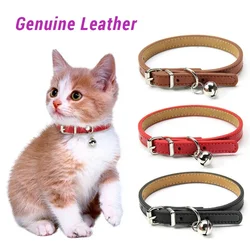 Weiche Echtes Leder Katze Kragen Mit Glocke Einstellbare Puppy Neck Strap Für Kätzchen Halskette Katze Zubehör Pet Supplies XS/S