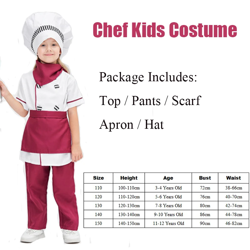Full Set Enfants Chef Costume Unisex Enfant Carnival Halloween Fancy Dress New Arrival 2026 view 5