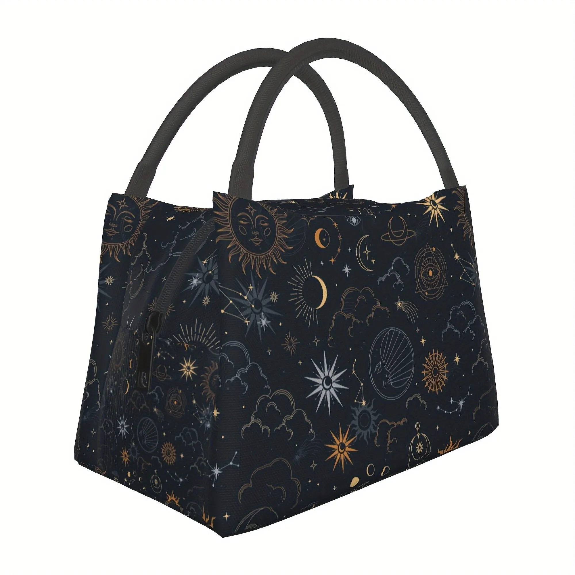 Gothic Starry Sky Insulated Lunch Bag Durable Polyester Oxford Reusable Tote for Travel Office