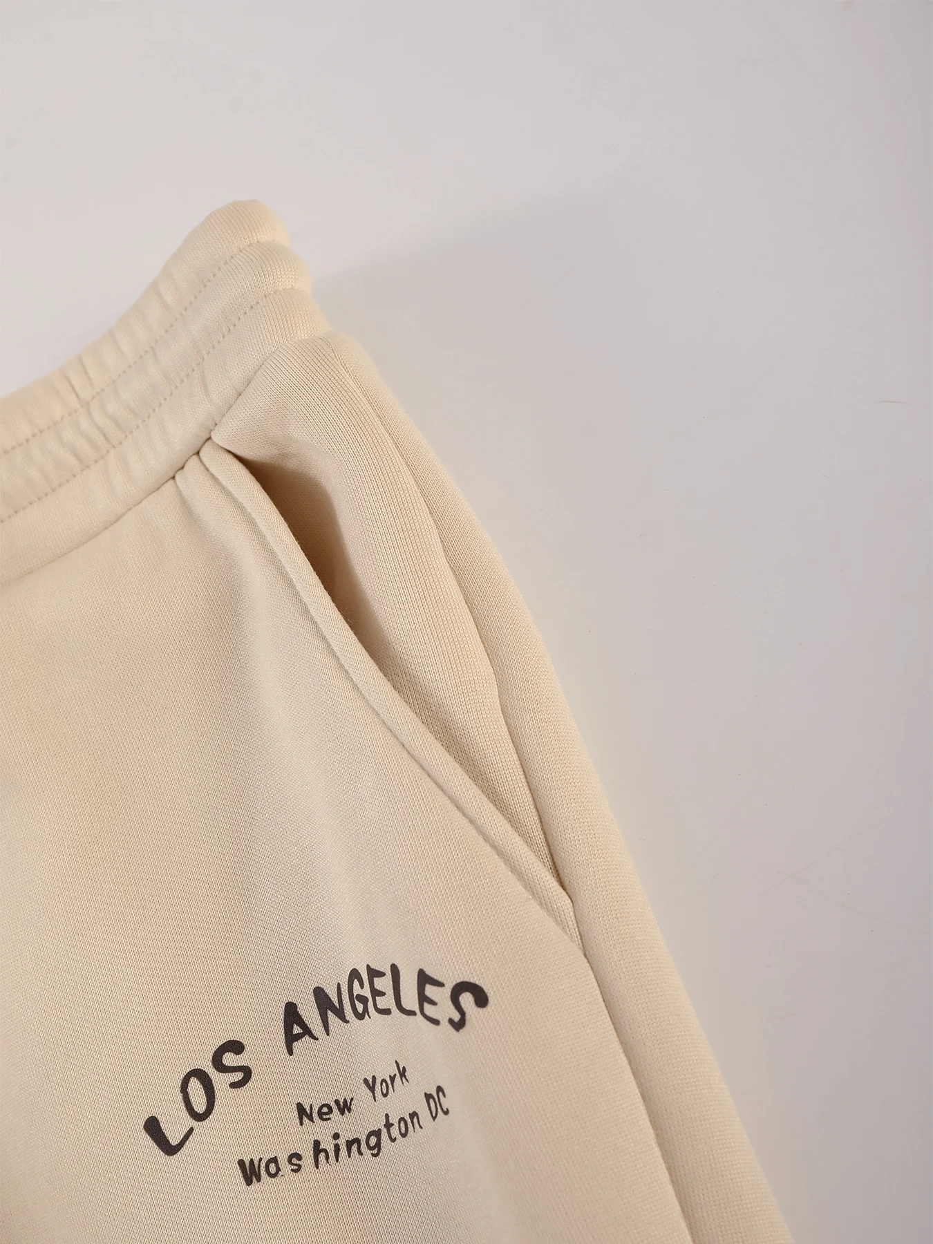 طقم هوديي مطبوع عليه مدينة لوس أنجلوس للرجال مع جيوب كاجوال للركض ملابس الشارع مكونة من قطعتين أبيض وكتلة ألوان رقبة مستديرة #5