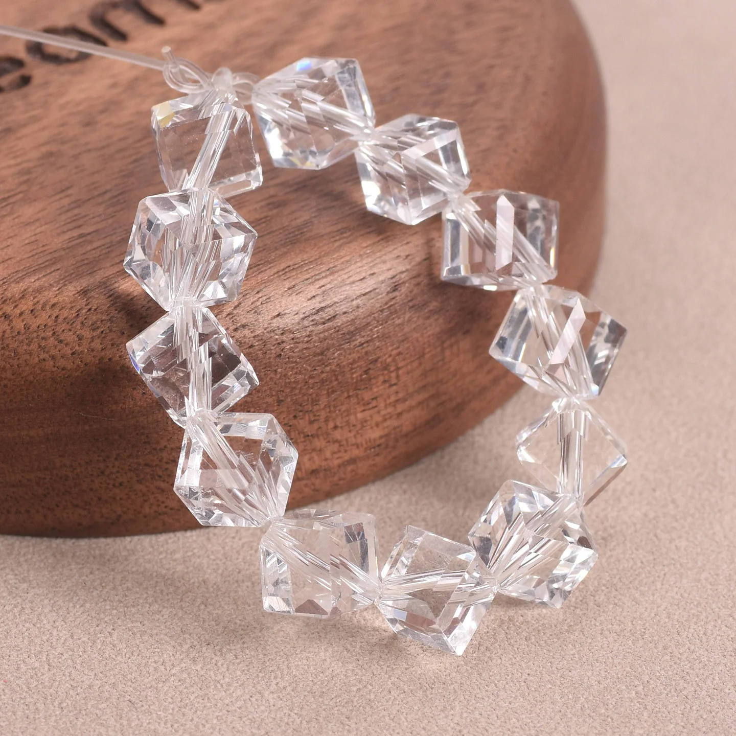 20pcs 8mm Diagonal Hole Cube Faceted Colorful Crystal Glass Loose Beads For Jewelry Making DIY Crafts Findings