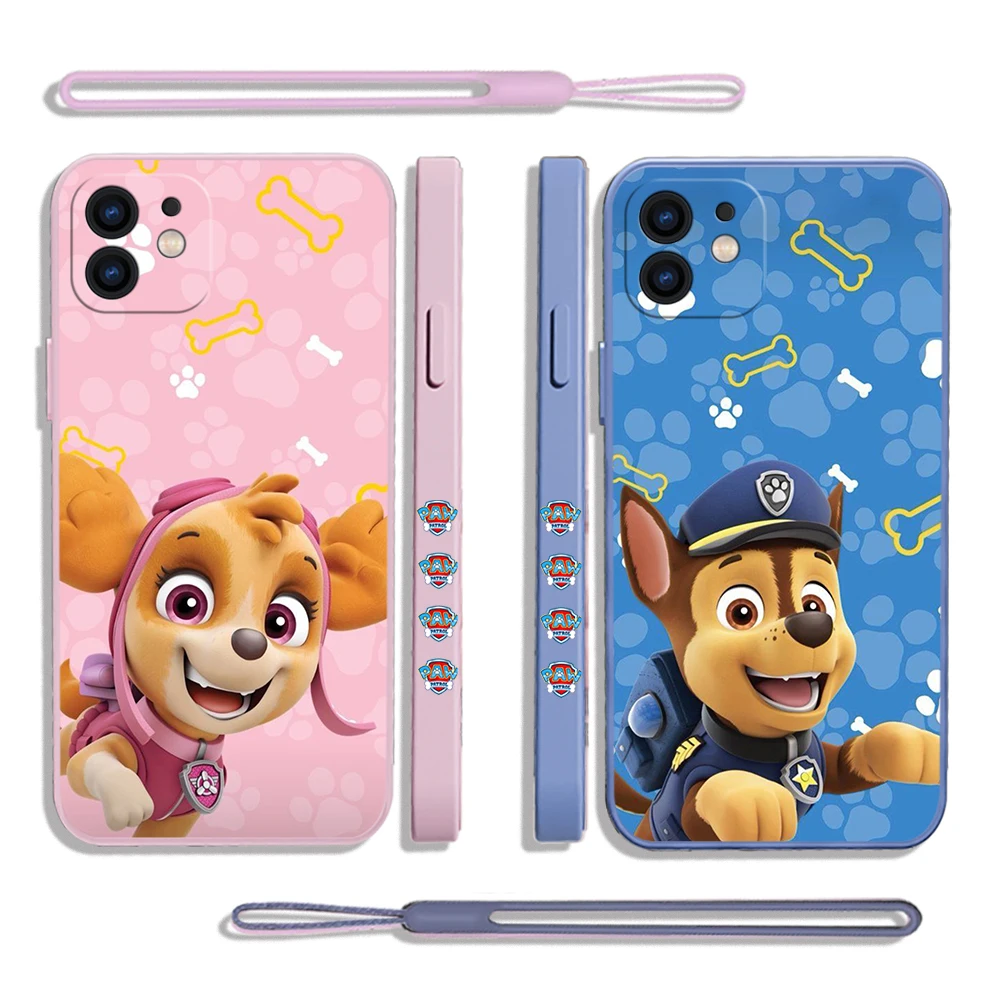 Paw Cartoon Animal Patrols Case For Samsung A54 A34 A73 A53 A33 A23 A14 A13 A03 A04 A72 A52 A32 A22 A12 A71 5G With Hand Strap