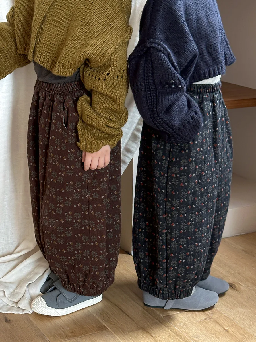 deer jonmi 2026 New Autumn Toddlers Kids Printed Lantern Pants Korean Style Unisex Children Casual Loose Trousers