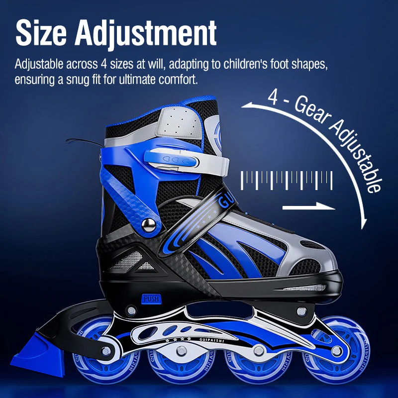 أطفال قابل للتعديل حذاء تزلج بعجلات فلاش كاملة أحذية التزلج على الجليد للفتيات سن 3-12 المبتدئين صف واحد مجموعة معدات واقية #3