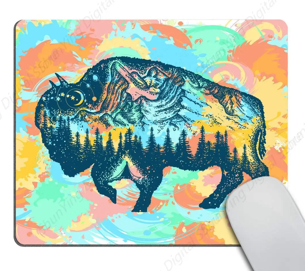 

Buffalo Buffalo Colored Tattoo Art Mouse Pad Anti Slip Rubber Mouse Pad Suitable For Gaming Office Laptops 25*30cm