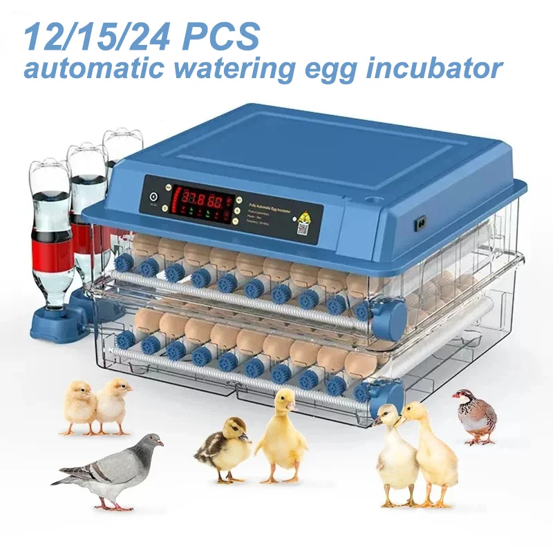 12/15/24PCS Eggs Incubator,Automatic Incubator,With Rotating Egg Tray,With Automatic Temperature Control,Automatic Watering