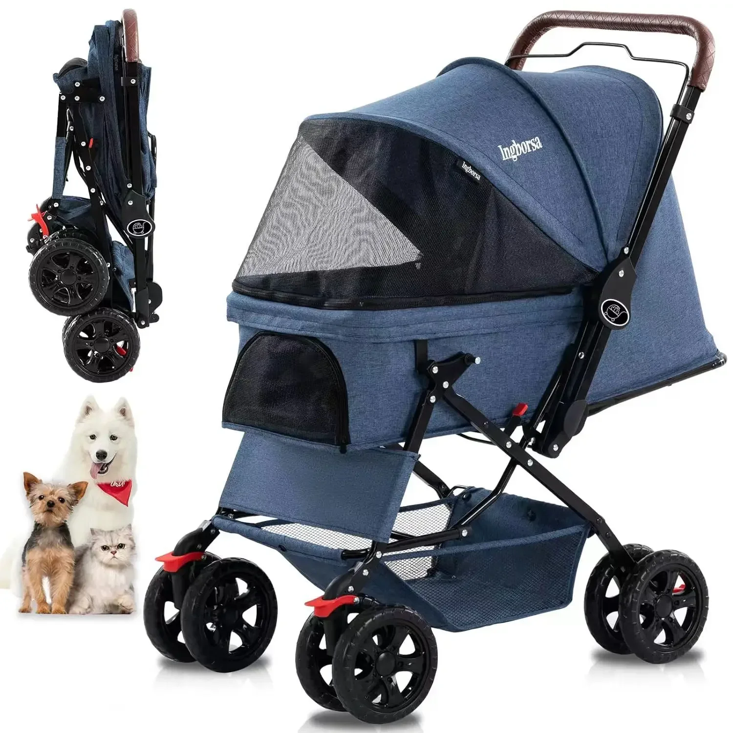 Pet Cart Is Lightweight and Foldable Small and Medium-sized Dog Small Dogs Portable and Detachable Walking Carts