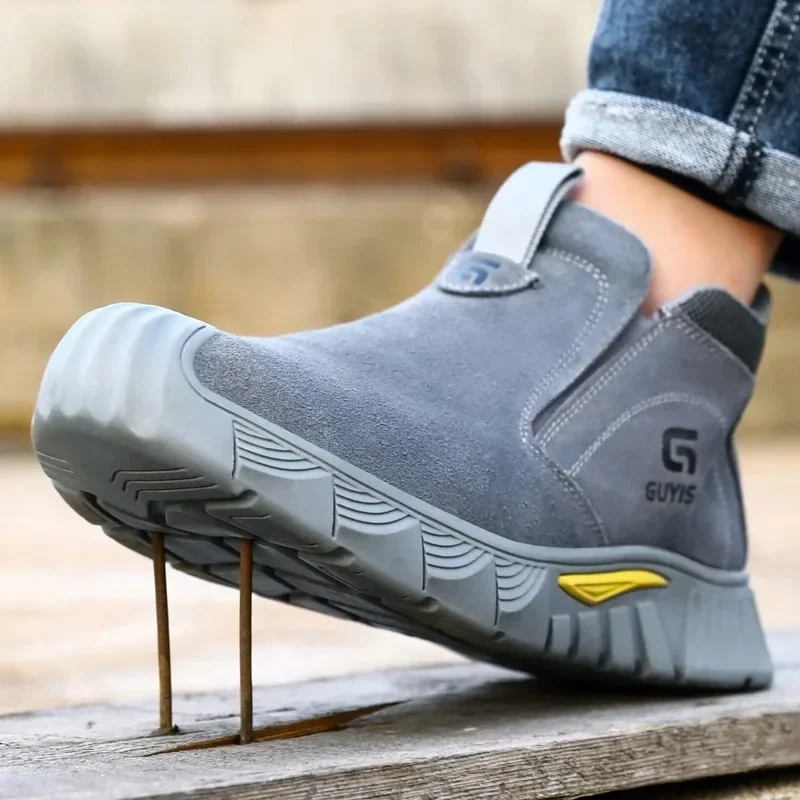 남성용 안전 신발 파괴 불가능한 남성 운동화 펑크 방지 안티 스매쉬 작업 신발 스틸 발가락이있는 남성용 작업 신발 호흡