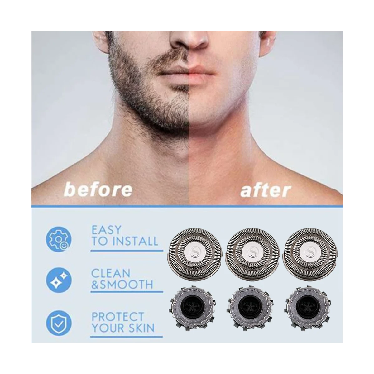 หัวโกนไฟฟ้าสำหรับเปลี่ยนที่โกน S500C S500 S300 + แปรงอุปกรณ์เสริมหัวตัด MJTXD01SKS