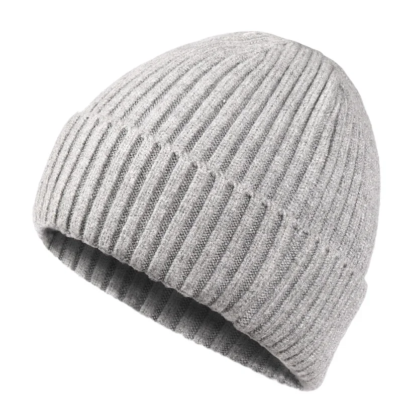 Men\'s Winter Hat 2023 Male Skullies Beanie Wool Single Layer Warm Black Knitted Hat for Women Thickened Ear Protection Windproof