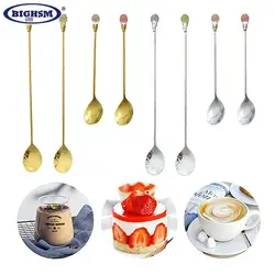 Crystal Diamond Coffee Spoon Ice Spoon Stainless Steel Long Stirring Spoon Teaspoon Ice Cream Dessert Cocktail Mug Kitchen Tool