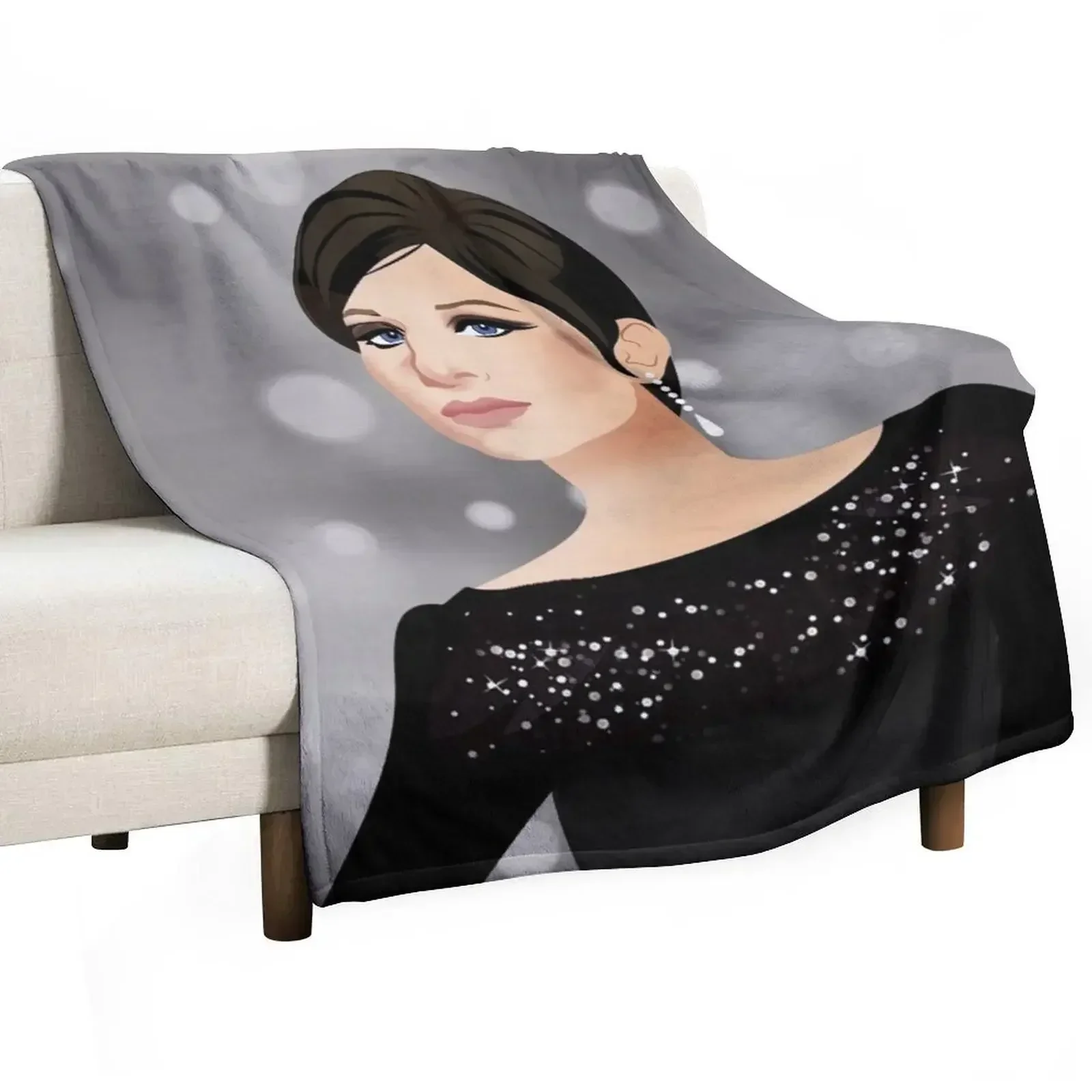 Barbra Streisand: Iconic Oscars Outfit Tribute Throw Blanket Custom Soft Plaid Plush anime Blankets