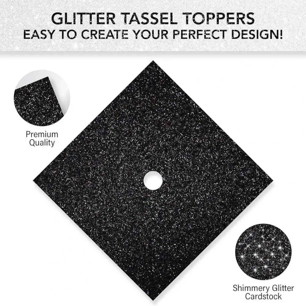 حزمة البطاقات اللامعة السائبة للتخرج مجموعة ورق البطاقات اللامعة اللامعة لتزيين قبعة التخرج 10 × 10 للغراد