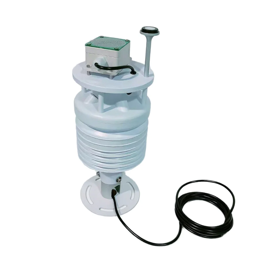 Compact Solar Power 6-in-1 Air Temperature Humidity Rainfall Wind White Mini Ultrasonic Weather Converter Station Anemometer