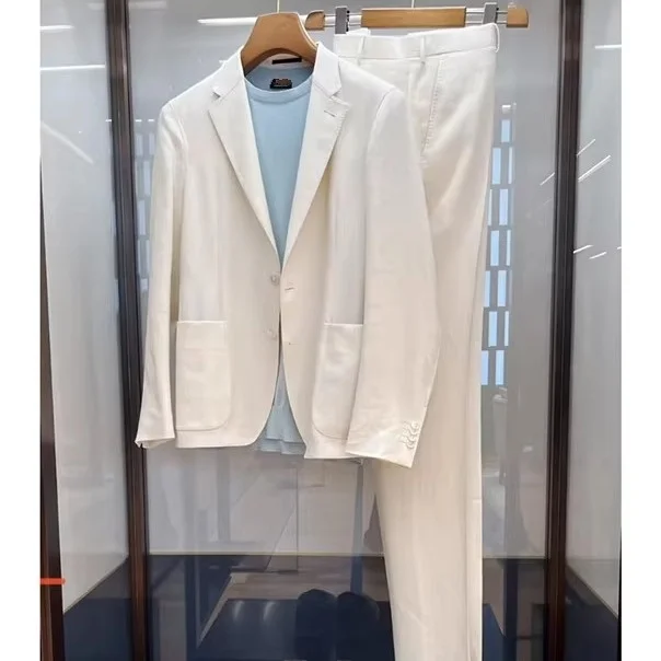 

Ultra-Light Qui-Dry Men's Sun Protection Suit Coat Stand Fit Busin Gentleman Sle Summer Casual Single Breasted