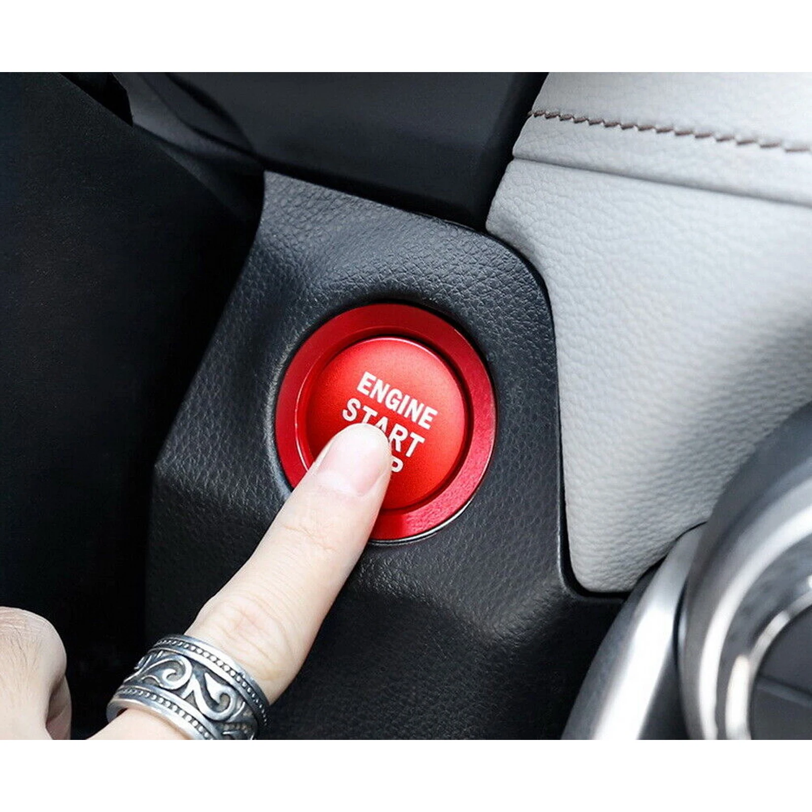 RED Center Console Engine Start/Stop Push Button Cover&Ring Trim Sticker For Toyota Camry Tacoma Prius Avalon RAV4 Mirai Corolla