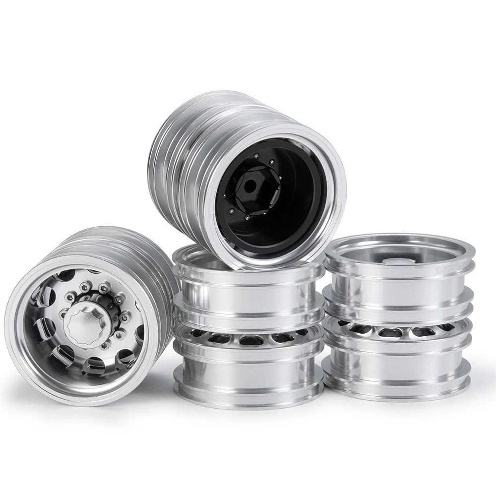 TRINOOD 4 stuks Achterwiel Hub Aluminium Hex Wielen Velgen voor 1/14 Tamiya RC Truck Auto Wielen Onderdelen