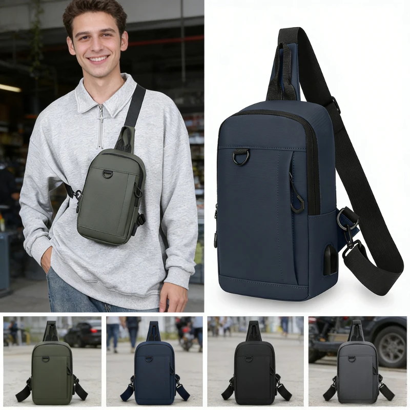 

Anti Theft Password Lock Chest Bag Men Usb Charging Nylon Crossbody Bags Large Capacity Outdoor Travel Shoulder Messenger Bag
