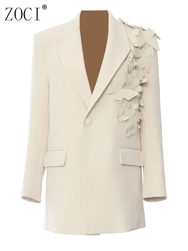 

ZOCI Women's Apricot Butterfly Large Elegant Jacket New Collar Long Sleeve Jacket Fashion Trend Spring and Autumn 2025 FC1332