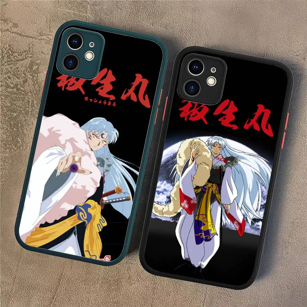 Japen anime i-inuyashaphone caso para iphone 16 15 14 13 12 11 pro max plus x x xs max preto fosco telefone fundas