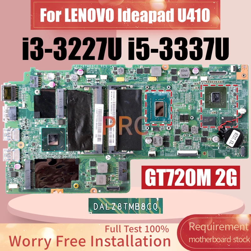 DALZ8TMB8C0 For LENOVO Ideapad U410 Laptop Motherboard i3-3227U  i5-3337U GT720M 11S90002522ZZ 11S90002844ZZ Notebook Mainboard