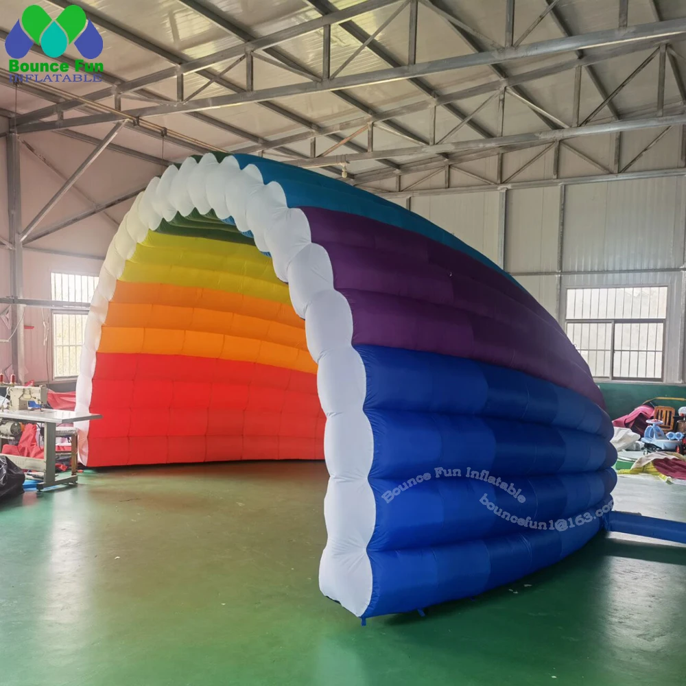 Colorful Rainbow Inflatable Stage Cover Tent Outdoor Events Shell Dome Canopy Rainproof Air Marquee Structure For Music Festival