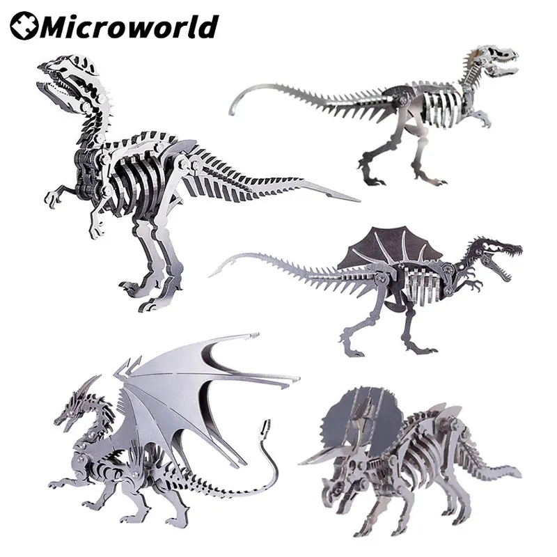 

Microworld 3D металлические пазлы периода Юрского периода модели динозавров наборы DIY сборка головоломки настольные украшения игрушки для детей-подростков