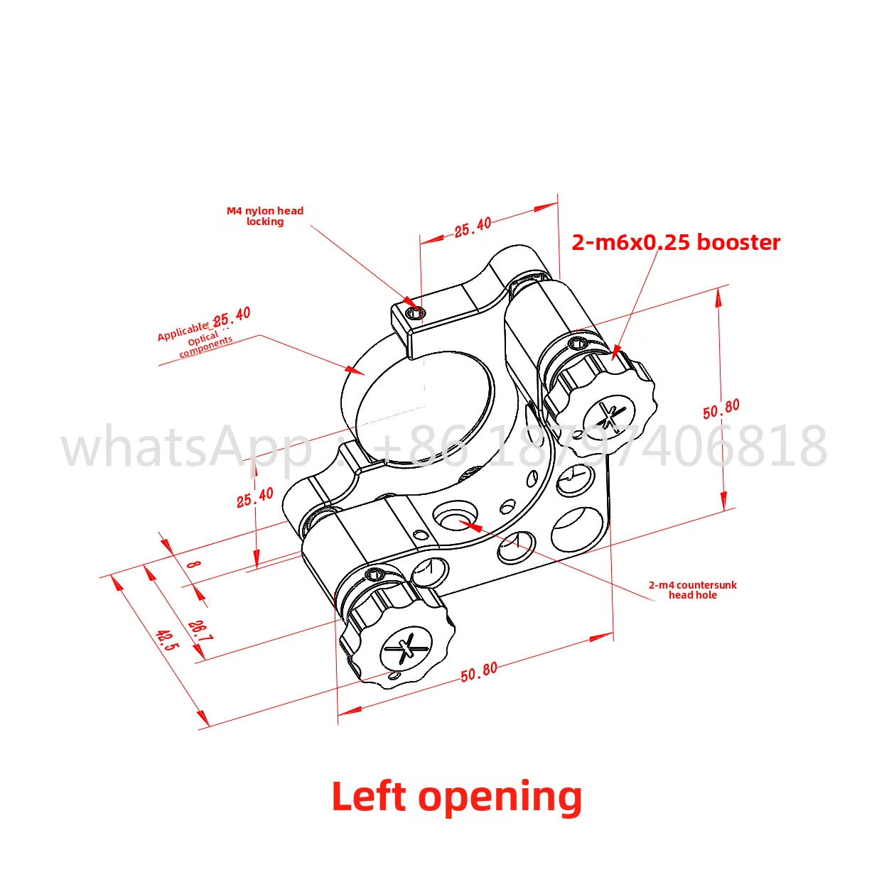 Open-type optical mirror mount for mounting 1" optical components
