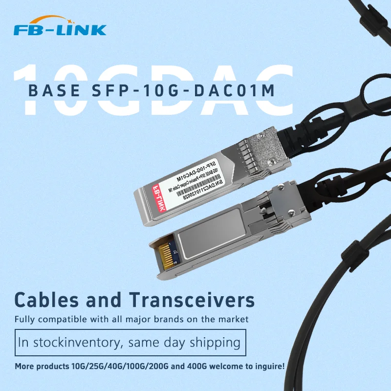 10G DAC SFP+ to SFP+ Twinax Cable Passive, 1M, 30AWG, Compatible with Cisco Ubiquiti, Intel, Mikrotik etd.