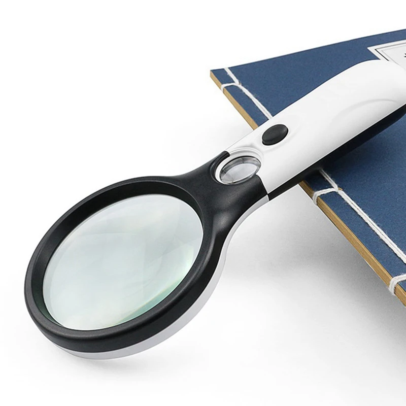 2 Pcs LED Light Appreciation Reading Magnifying Glass High Power Handheld Magnifying Glass 75Mm Mirror Magnifying Glass