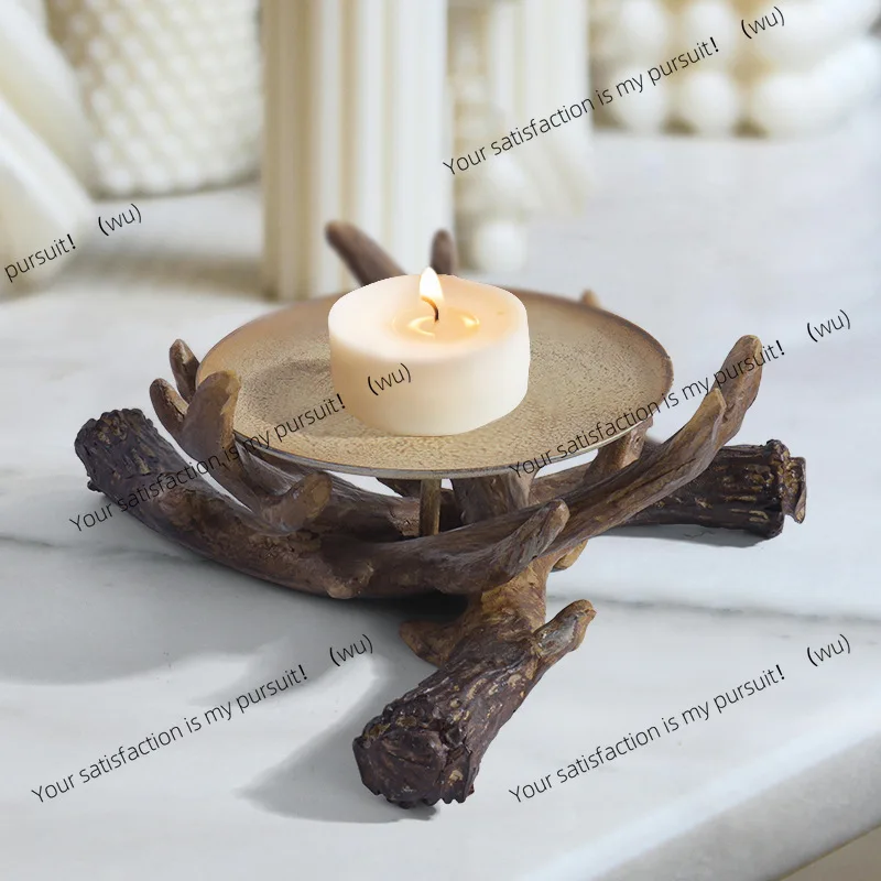 Antlers Candlestick Home Living Room Bedroom Tabletop Ornament Memorial Day Resin Crafts Holiday Decoration