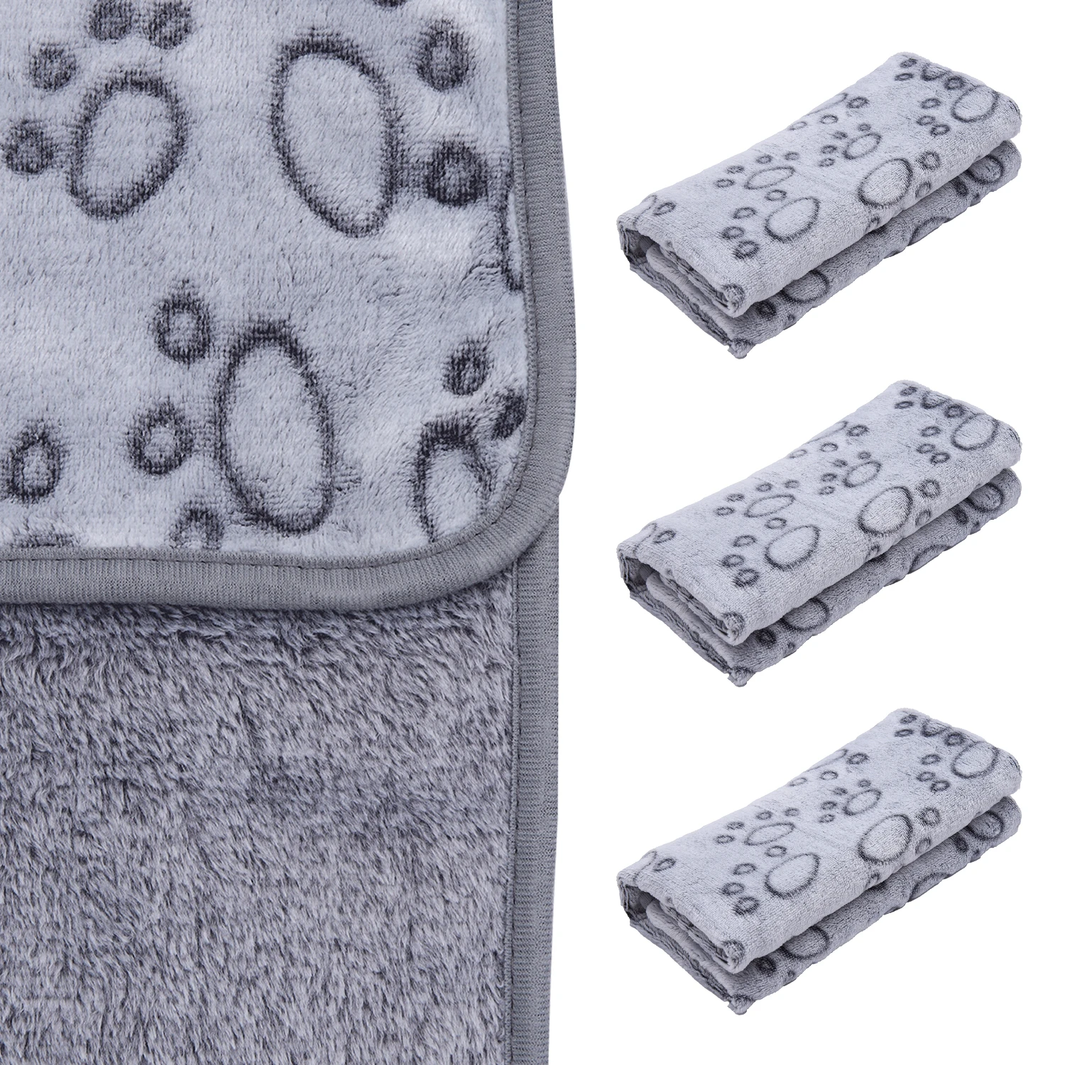 Warm Pet Cat Blanket Winter Soft Flannel Plush Mat Mat Cute Dog Paw Print for Cats Small & Medium Big Dog Chihuahua Supplies 1Pc
