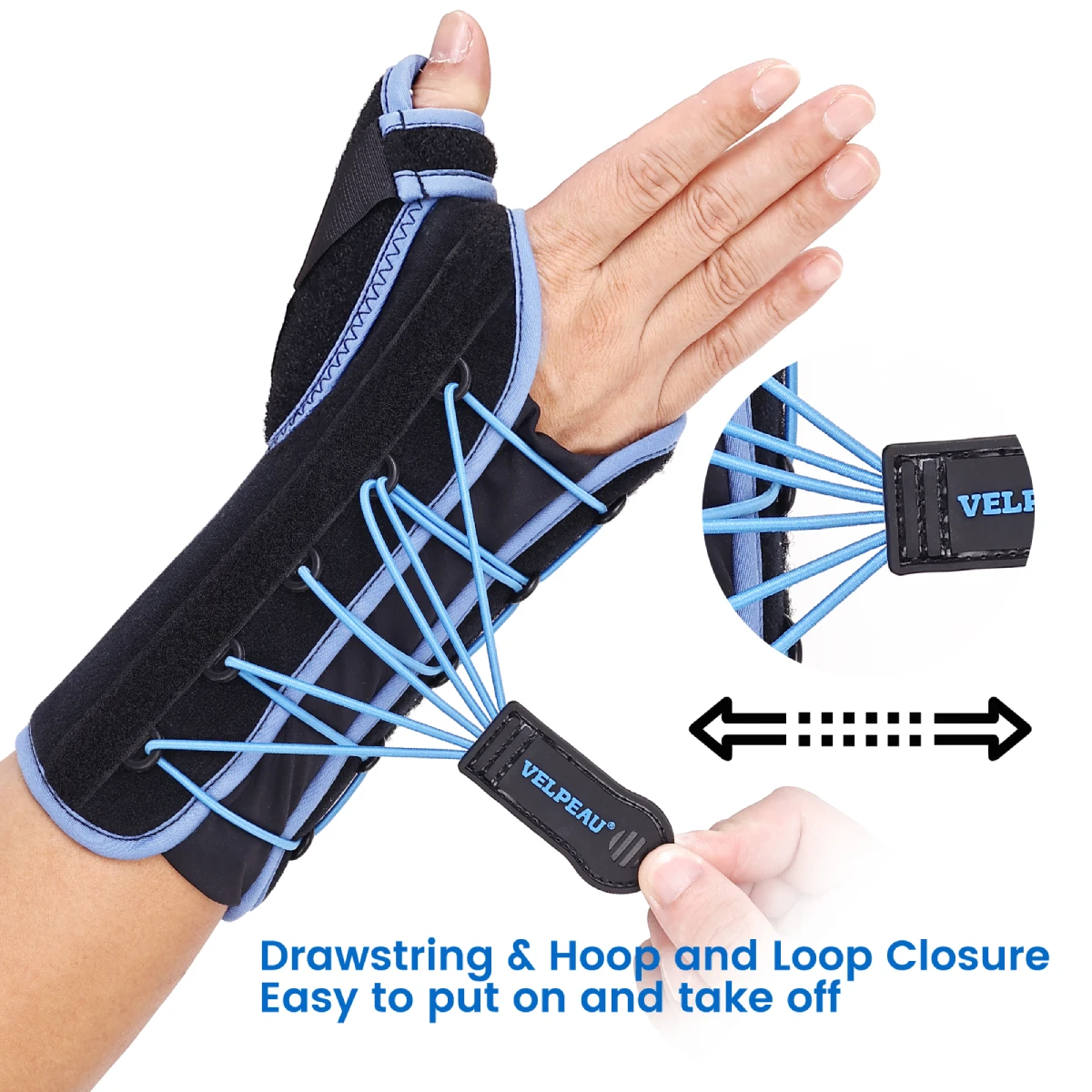 VELPEAU Wrist Brace with Thumb Splint for Carpal Tunnel Pain and Tendonitis Arthritis Wrist Support Adjustable and Firm