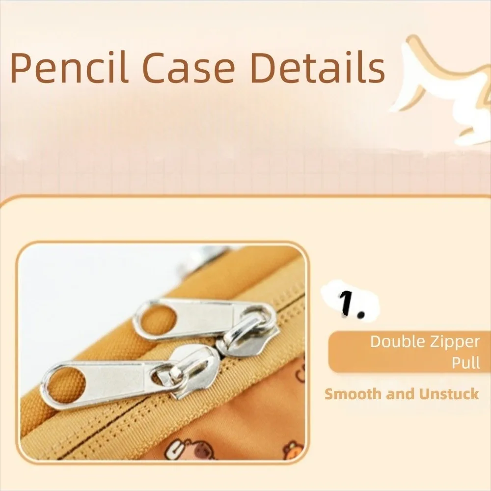 Kawaii Animal Capybara Pencil Case Large Capacity Desktop Storage Stationery Pencil Bag Portable Cute Pendant